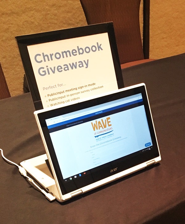 Kiosk Mode on the Chromebook we raffled off at 3CMA 2017 — congrats to winner Derrick Silas of Enid, OK!